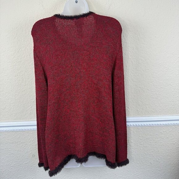 Vintage sz 1X Sweater Cardigan Button Red Embroidery Fall Patchwork Artsy - Picture 6 of 8